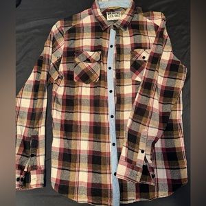 Dravus Headed Nowhere Red Black Plaid Button Down Men’s Shirt Sz Large